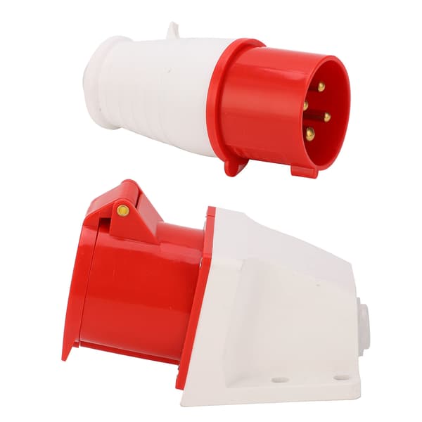 4-pin Power Plug 3-Phase Industrial Socket Outlet Surface Mounted 32A AC380V-415V
