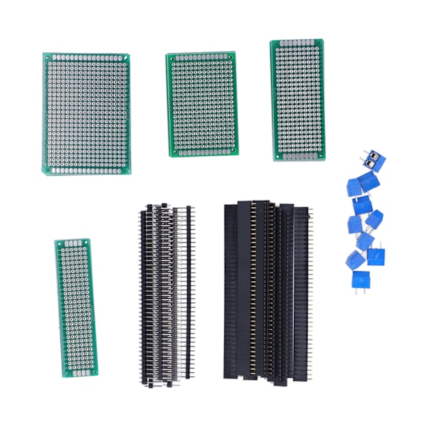 PCB Board Kit Dubbelsidig kretskortset med skruvterminal och header-kontakt för el-lödning nybörjare