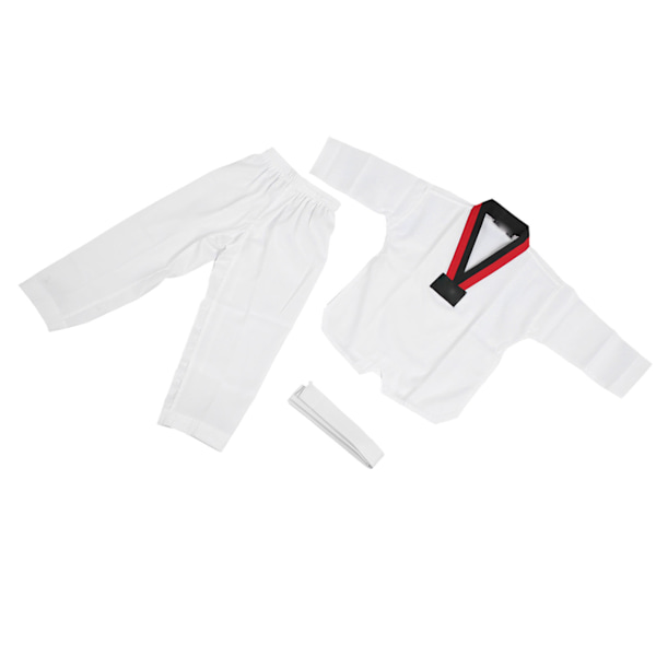 Taekwondo-uniform til børn med bælte polyester og bomuld Åndbar blød, sportkarate-uniform til børn til kampsportstræning til drenge, piger S