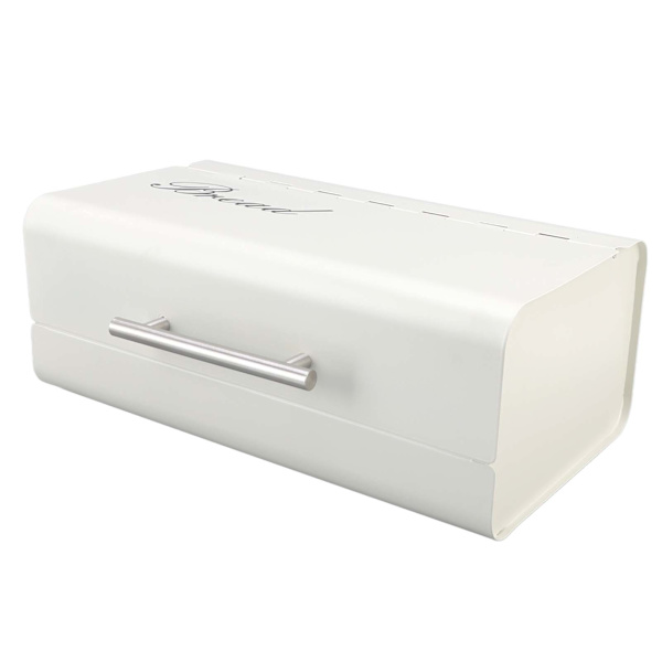 Bread Bin Large Capacity Save Countertop Space Bread Storage Container with Clamshell Door for Home Kitchen Office White
