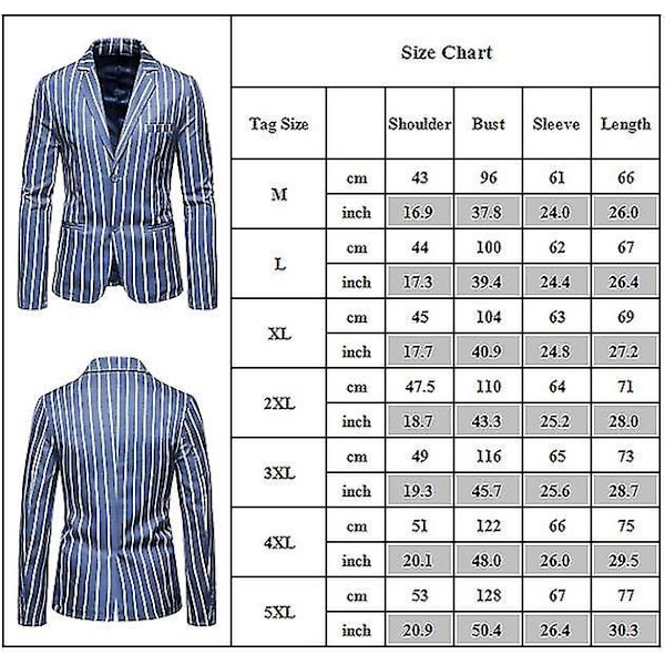 Blå stripete herreskjortejakke for forretningsbruk