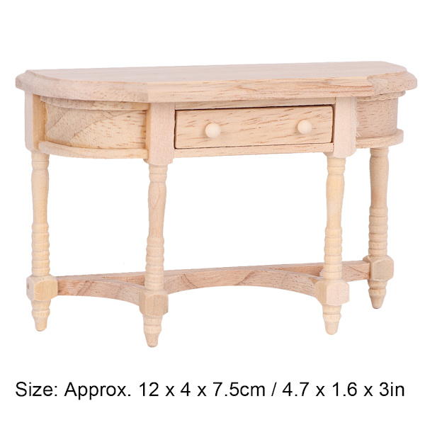 1:12 Dukkehuse Træ Halvrund Skuffe Skrivebord Model til Dukker DIY Dukkehuse (Halvrund Skuffe Skrivebord)