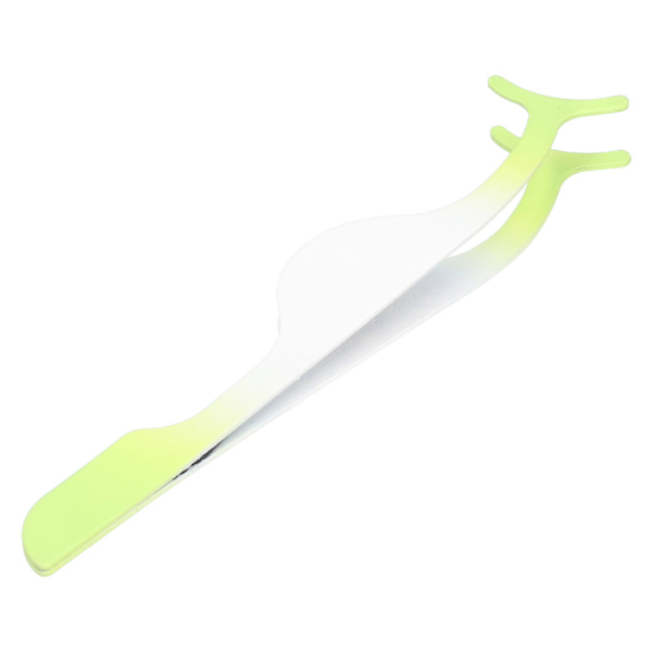 Rostfritt stål lösögonfransar Applikator Bärbar lösögonfransar Pincett Clip Makeup ToolGradient Green