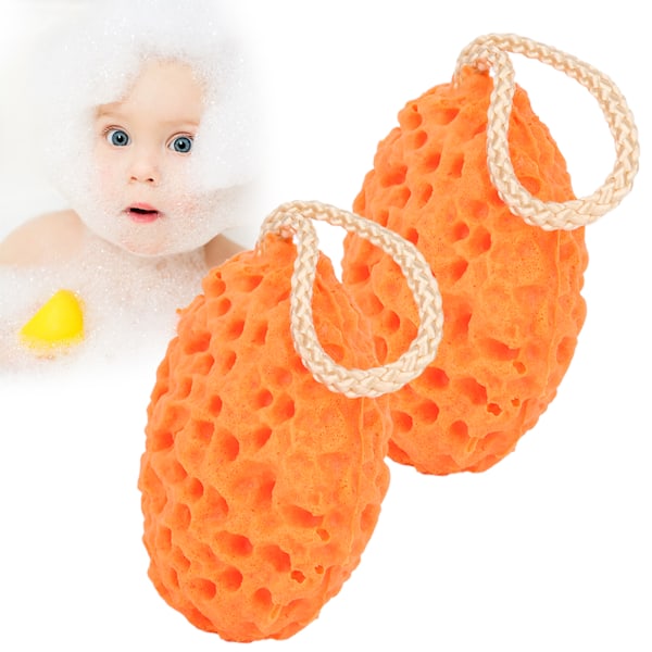 2 stk Baby Badsvamp Gni Kropp Myk Badskrubb Barn Dusj Skummende Bad Ball Orange