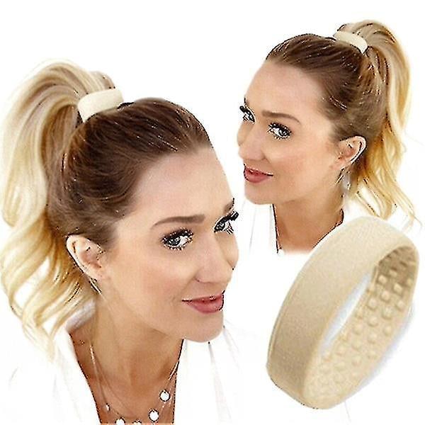 Fällbar bred ponny silikonhårklämma - Beige