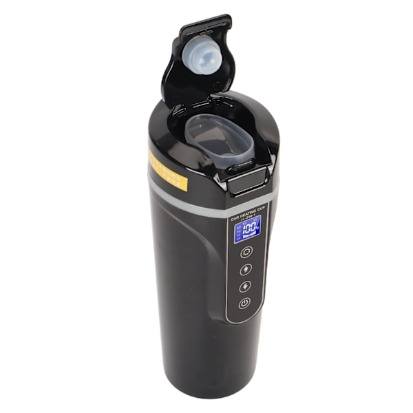 Resa Elektrisk Vattenkokare 500ml Svart vattentemperaturdisplay 96W 12V 24V Bilvärmemugg för te kaffe