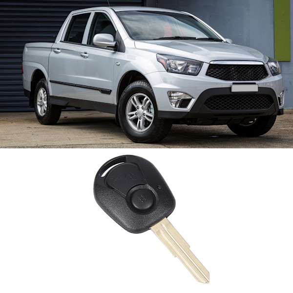 2-knappar svart fjärrnyckelhölje passar för Ssangyong Actyon Kyron Rexton
