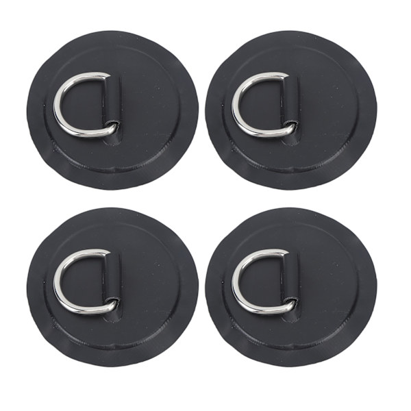 4 stk D-ringplaster PVC rund form stærk rustfrit stål D-ringpude til bådflåde Paddle Board Sort
