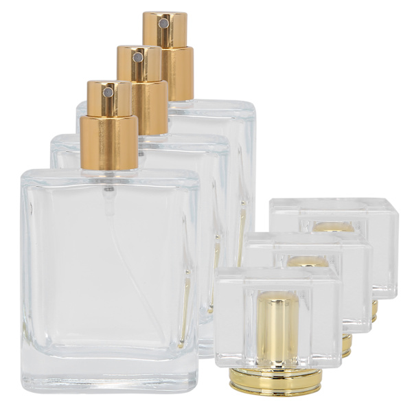 50 ml Refillable Perfume Bottle Glass Spray Transparent Liquid Empty Atomizer Container Gold