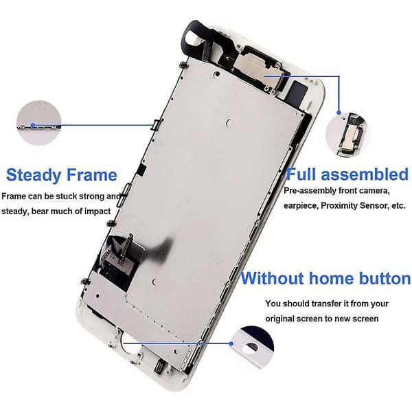 kompatibel iPhone 7 8 Plus komplett skjerm kompatibel iPhone 6s 6plus skjerm LCD med frontkamera + telefonmottaker 8 White