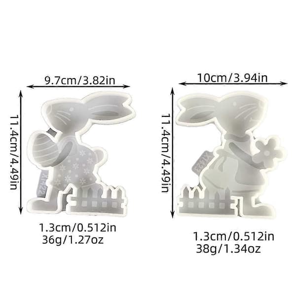 Kanin som holder egg, blomsterkombinasjon, gipsform, silikonform, K9Z8[LD] A 2pcs