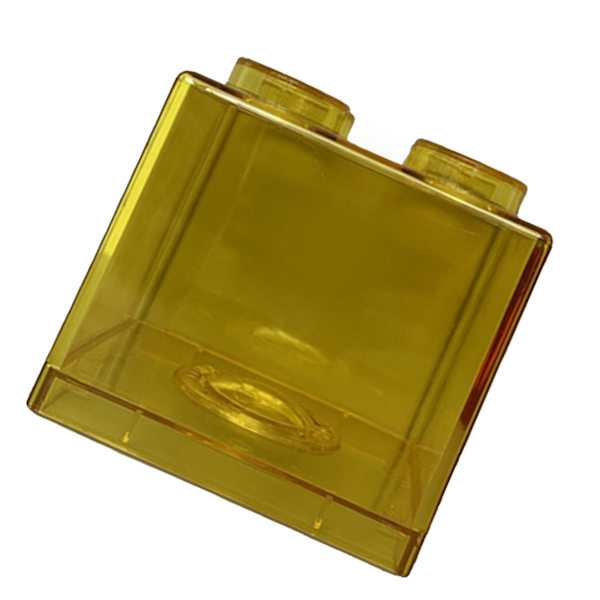 Läpinäkyvä Raha-astiakokoelma Rakennuspalikka Design Suorakulmainen Läpinäkyvä Kolikko Säästölaatikko Lapsille Pojille Tytöille Keltainen 8,9x8,9x9,2cm / 3,5x3,5x3,6in