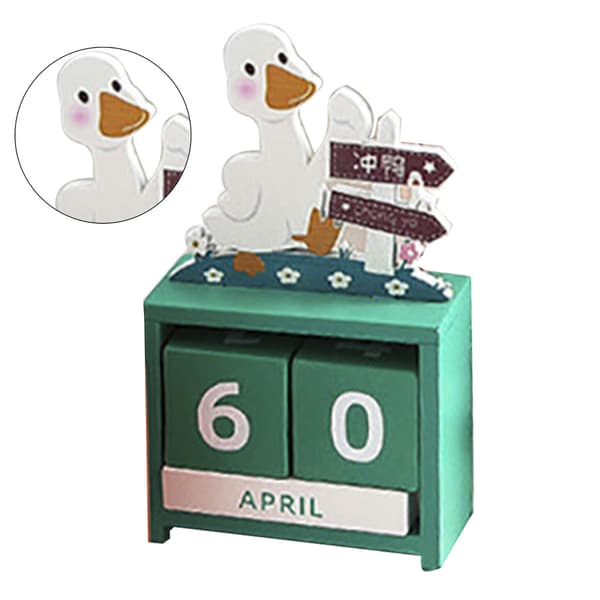 Trekalender i tre, evighetskalender, nedtelling, måned, dato, blokker, kuber, kalender, søt skrivebordsdekorasjon