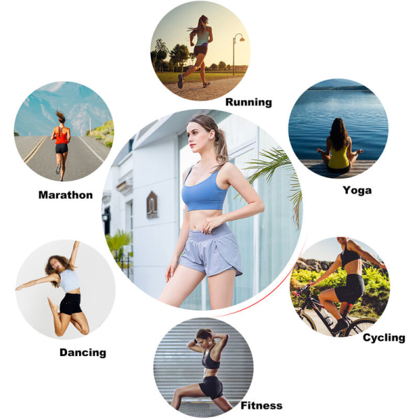 2-i-1 löparshorts för kvinnor Sport Active Workout Quick Dry Yoga Shorts med ficka, modell: Grå XL
