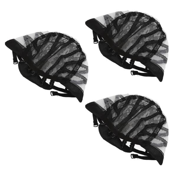 3-pack elastiskt peruknät slitstarkt svart nylon andningsbart töjbart löshårsskydd för cosplay-smink