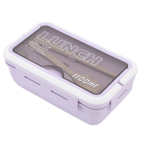Fack Lunchbox 2 fack 1100ml Loveliness Vuxen Bento Box med sked Ätpinnar för Office School Lila