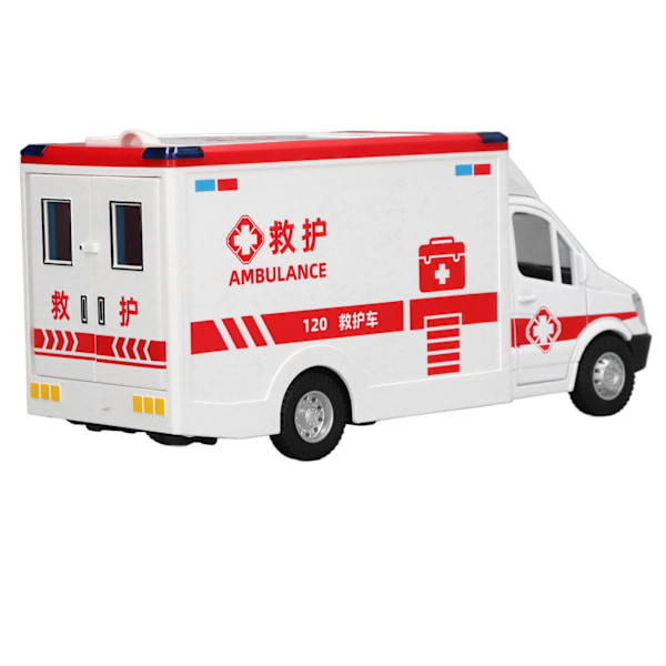 Ambulanssi leluauto korkea simulaatio Kitkavetopyörät Hätäajoneuvo lelu valoilla ja äänillä lapsille