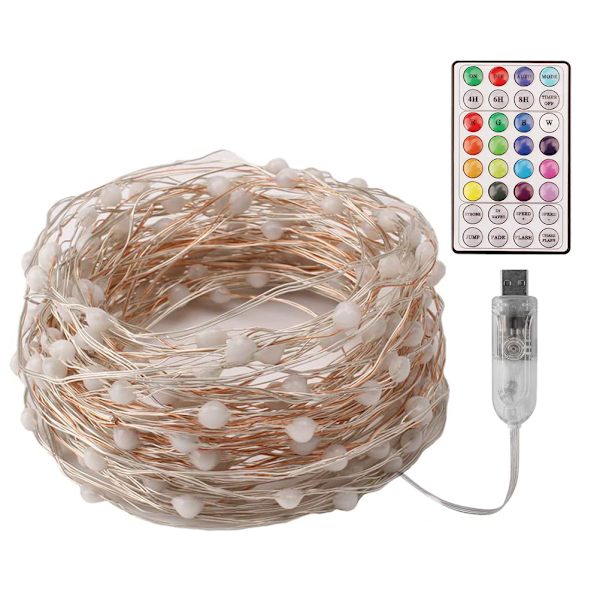 12M Fairy String Lights Fjärrkontroll RGB-färger 100 LED-lampor Koppartråd Lampor Inomhus utomhusdekoration för julbröllop nyårsfest
