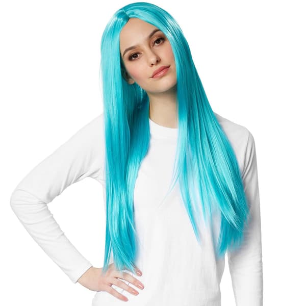 tectake Peruukki pitkät suorat hiukset Turquoise Turkos