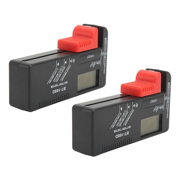 2 stk Batteritest Kapacitetsmåler Digital Display Værktøj til AA AAA 9V 1,5V