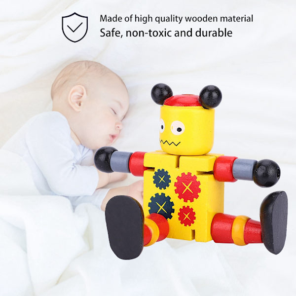 Persoonallisuus söpöt puulelut robotit Oppiminen ja opetuslelut lapsille (keltainen)