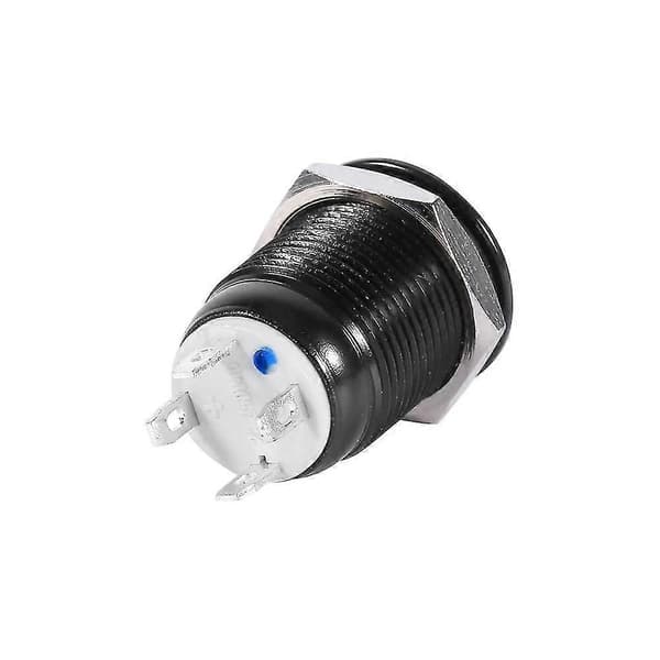 12 mm LED-lys momentan trykknapafbryder sort hus 2A til bil