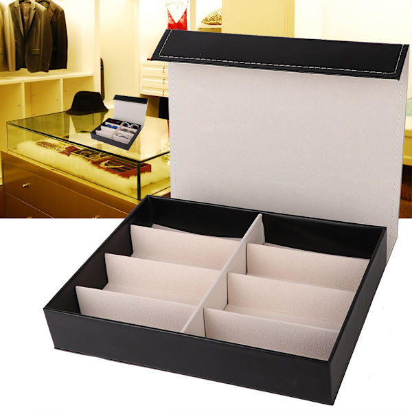 Elegant 8 Rums Brilleæske Solbriller Organizer Brille Display Opbevaringskasse