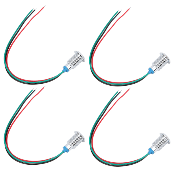 4 set förtrådbundna runda lysdioder Mini Common Anode 2 Färgindikatorlampor 10 mm 110220V (röd och grön)