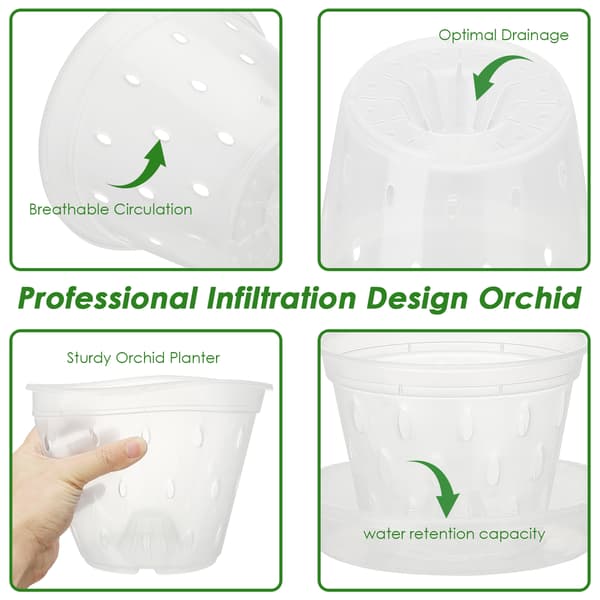 Transparent 5-pack Blomkrukbrickor - 15cm Ytterdiameter, 11.8cm Innerdiameter