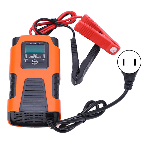 Smart batterilader Automatisk 3-trins selvbeskyttelseslader med LCD-skærm AC100‑240V US-stik