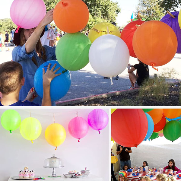 10 lävistysilmapalloa, raskaat ilmapallot lapsille, pomppivat ilmapallot kuminauhakahvalla syntymäpäiväjuhliin - väri Satunnainen