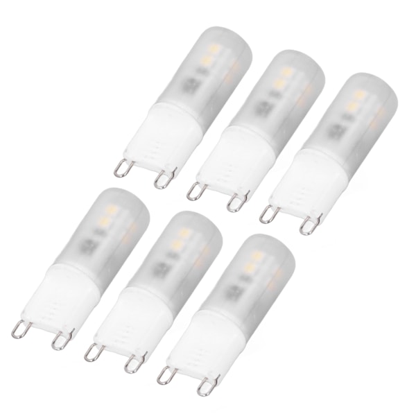 6st G9 LED-lampor Keramiska 200LM G9-baslampor för byte av vägglampa ljuskrona 2W 20W Halogenekvivalent 220V vitt ljus