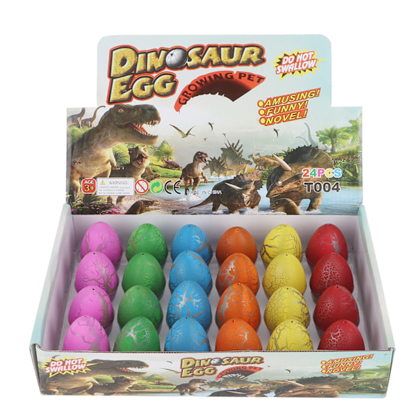 24 stk Væksende Dinosaur Legetøj Påske Dinosaur Æg Vokser i Vand Børnenyt Legetøj (Flerfarvet)