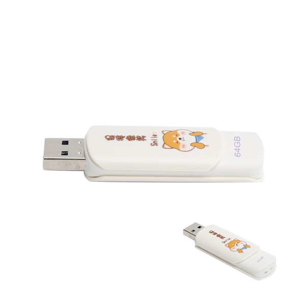 U Disk Portabel USB2.0 Flash Drive för Student Söt Datalagring Minne Stick Gåva (Skjutbart SkyddKeep Smiling 64GB)