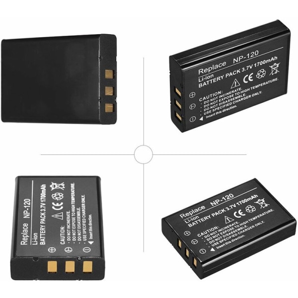 NP-120 erstatningsoppladbart batteri 1700mAh for Ordro Andoer D395/AC3/AC5 videokameraer, modell: svart