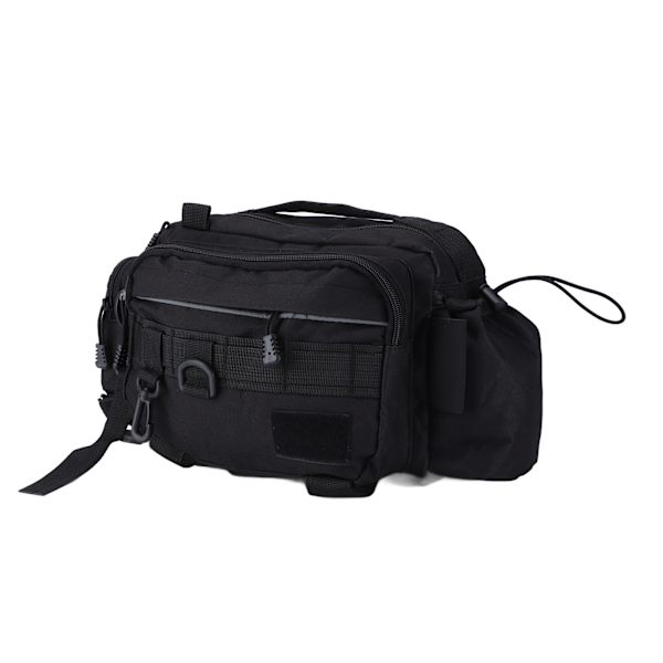 Fiskeredskapsväska Nylon 600D Fiskeredskap Sling Pack med midjebälte för utomhuscykling Svart