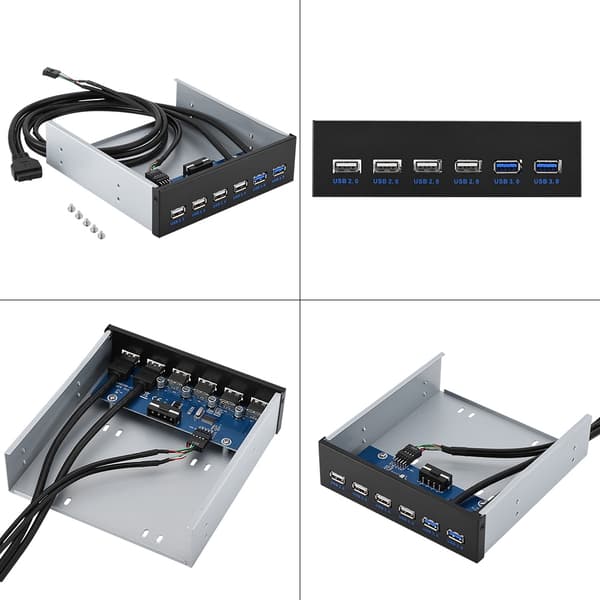 USB-hubb i metall på frontpanelen med 2 USB3.0 och 4 USB2.0-gränssnitt