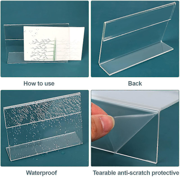 Akryl skylthållarset - 20-pack transparenta fotoramsstativ med lutande baksida