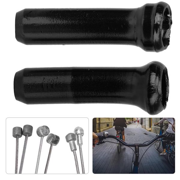 50 stk Cykelbremsekabel Ende Kernekap Aluminiumlegering Gearkabel Crimps Cykeltilbehør Sort