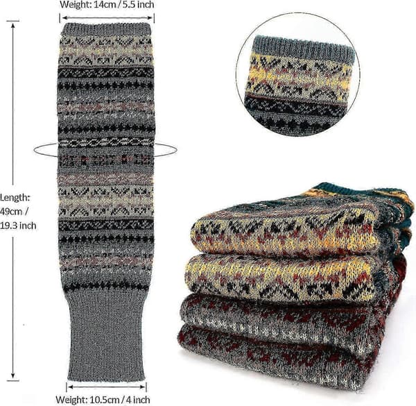 Benvarmer til kvinder, 2 par benvarmere Chunky Knit Benvarmere Strømper Bohemian