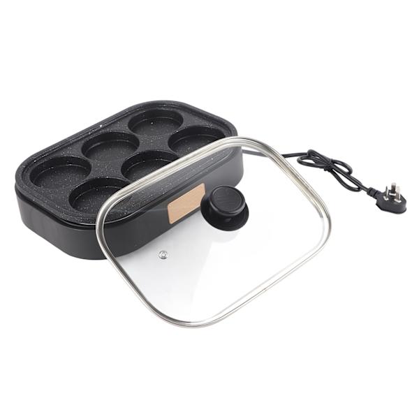 6-huls æggstegepande Nonstick-morgenmadspande Multifunktionel morgenmadsmaskine Hamburgermaskine med låg