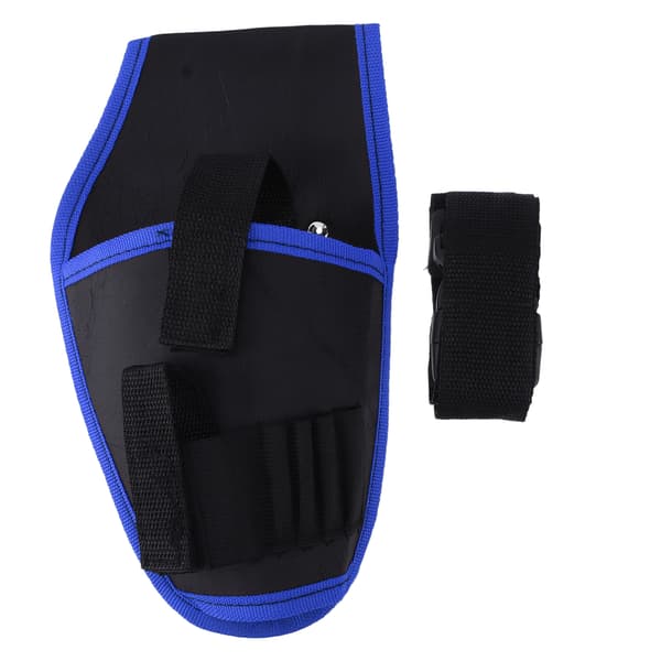 12V Electric Drill Waist Holder Multifunctional Power Tool Polyester Bag with Belt TZ‑191Blue Edge