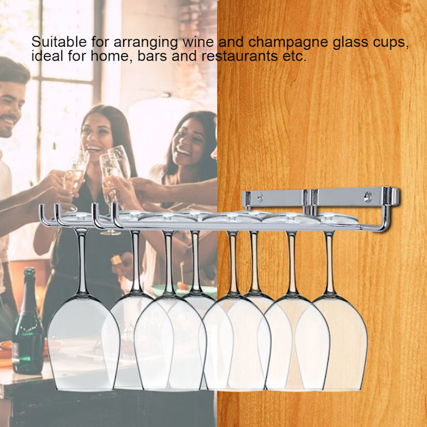 Double Row Iron Chrome Wine Glass Holder Wall Mounted Stemware Rack