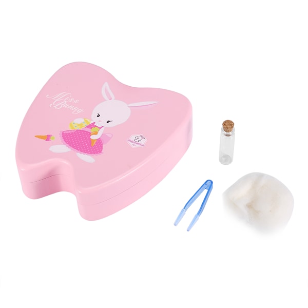 Baby Tannboks Tre Barn Melketenner Samling Organizer Souvenirboks Rosa Kanin