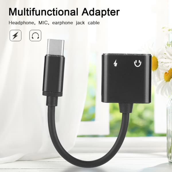 Typ C till 3,5 mm Audio Adapter Converter (svart)