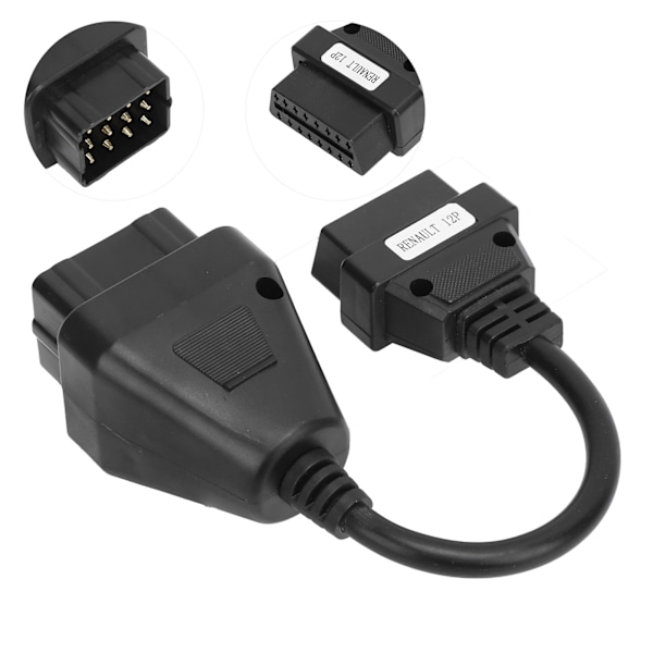 Ammattimainen OBD2-sovitin 12-nastainen 16-nastaiseen Autodiagnostiikan jatkokaapeli
