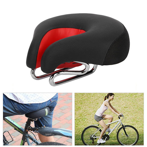 Ergonomisesti suunniteltu maastopyörän satula, nenätön muoto, punainen