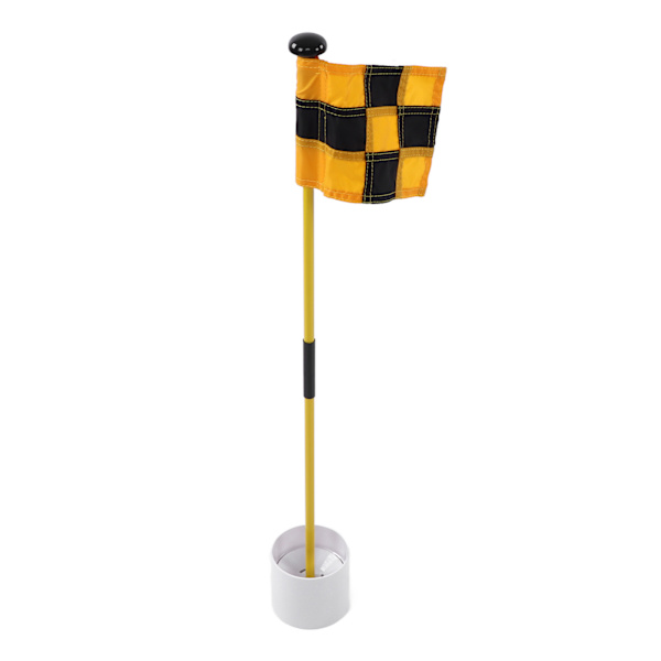 Golf flagstang Bærbar 3 fod Golf flagstang Flag hul Cup Sæt 2 sektioner Design til indendørs udendørs Gul og sort gitter