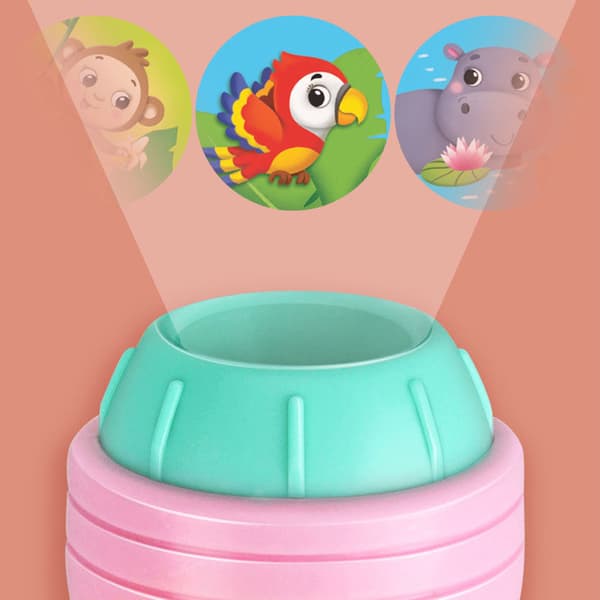 Kids Projector Flashlight Various Animal Patterns Early Education Science Projector Luminous ToyPink (32 Patterns)