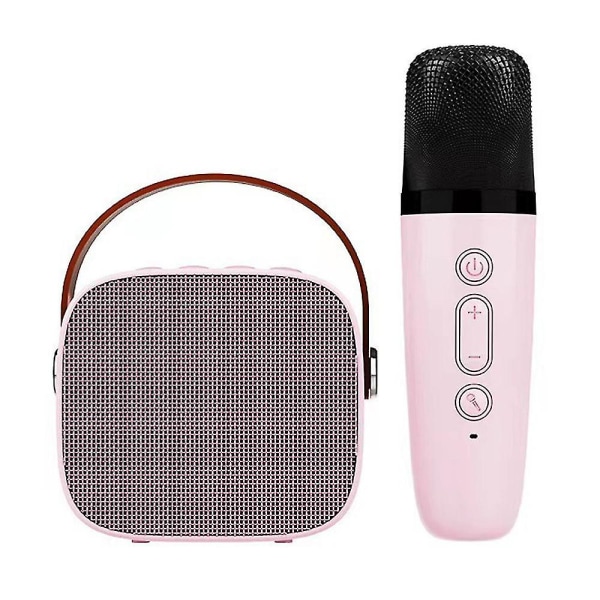 Karaokemaskin, bärbart högtalarsystem med trådlös mikrofon för husfest, konferens, bröllop, kyrka, picknick, utomhus/inomhus, bästa presenten pink